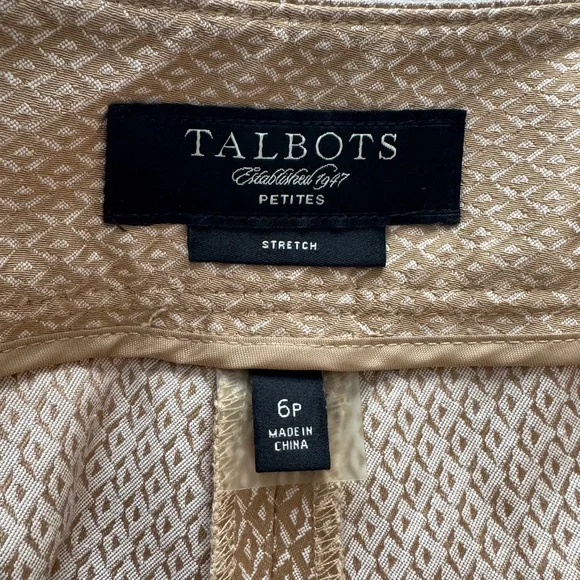 Talbots beige geometric shape pants, size 6P - Picture 8 of 8